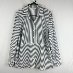 J Jill Striped Long Sleeve Button Down Shirt Size XL Relaxed Cotton Blend